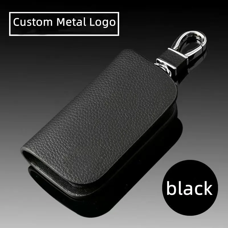 

With logo Leather car key case Shell Cover For InfinitiGenuine Leather Car Key Bag Case Cover Wallet Car Accessories