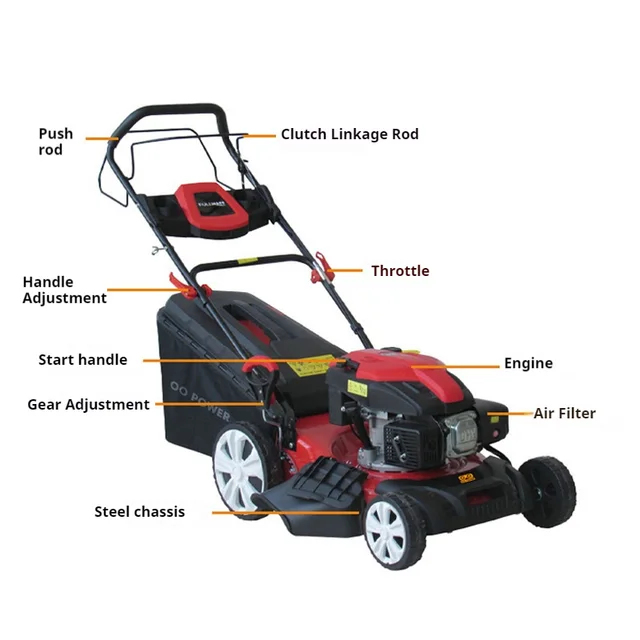 High Power Lawn Mower 18 Inch 4 Stroke Engine Self Propelled Hand Push Type Home Garden Grass Cutter Lawn Maintenance Tool 6