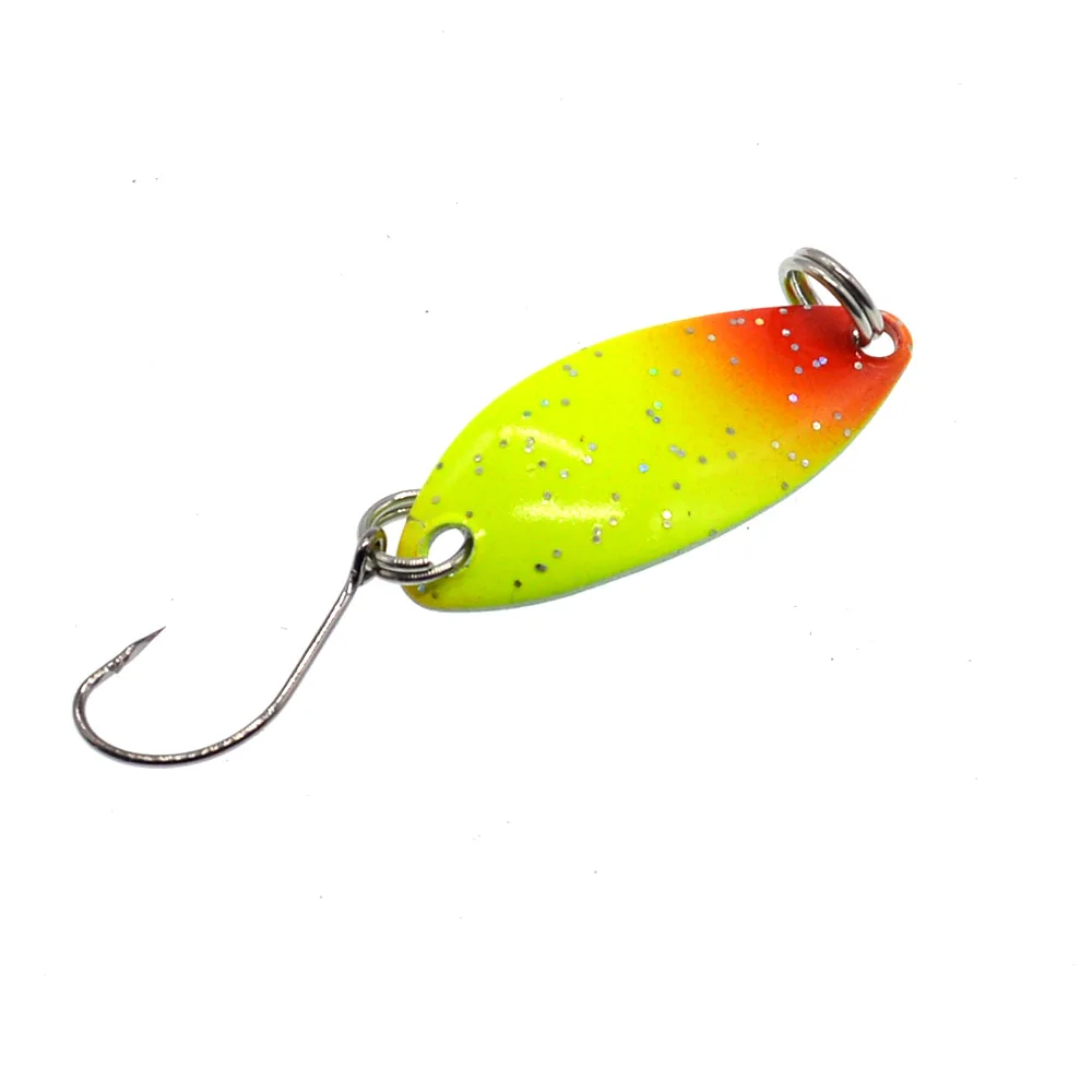 Angellöffelköder, 3 g, Jigging-Fisch, zweifarbig, kleine Löffel, Einzelhaken, Mandarine, bunte Kunstköder, 5–10 Stück, Tasche – Detail 2