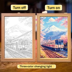 Mount Fuji Lighted Picture Frame - LED Night Light & Wall Decor, Perfect Home & Holiday Accent (Tokyo  02)