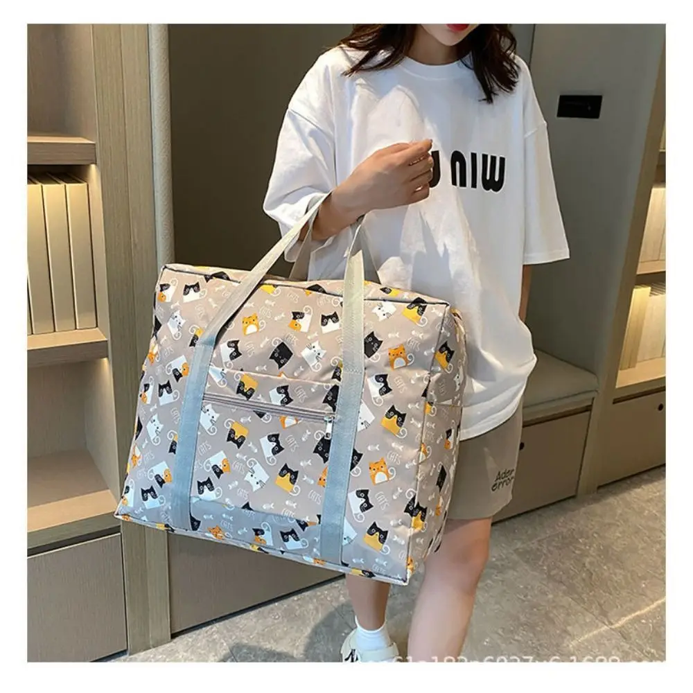 Waterproof Oxford Travel Duffel Bag Portable Large Capacity Foldable Clothing Storage Bag Cartoon Print Lightweight Luggage Bag