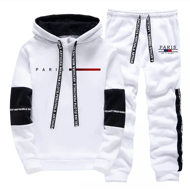 Autumn Winter Mens Tracksuit Print Casual Sweatshirts Sportswear Outdoors Sports Jogging Mens Clothing Single Piece Hoodie Pants