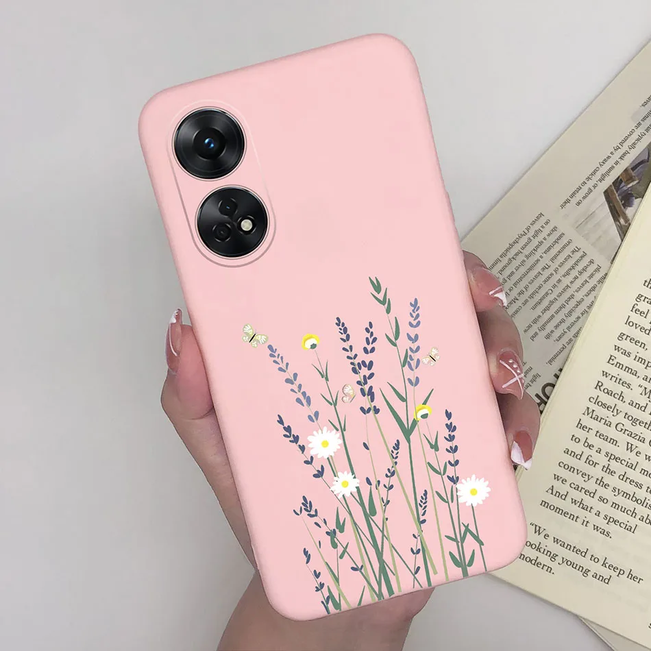 Fashionable Heart & Flower Cat Design Silicone Shockproof Phone Case - Frosted Back Cover