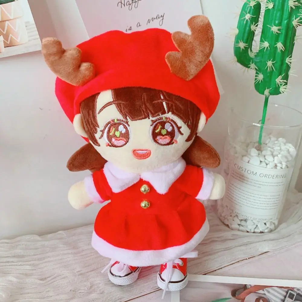 Elk Santa Claus Cotton Doll Dress Plush Stuffed Reindeer Xmas Cotton Doll‘s Clothes Soft Korea 20CM Doll Plush Toys Clothing
