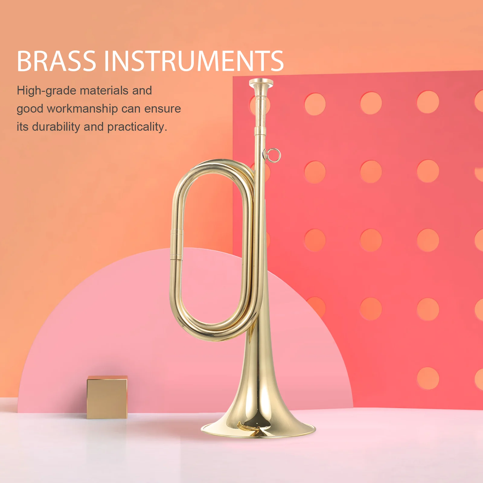 Vintage Bugle Trumpet Wind Instrument Copper Cavalry for Orchestra Toy Professional Horn Golden