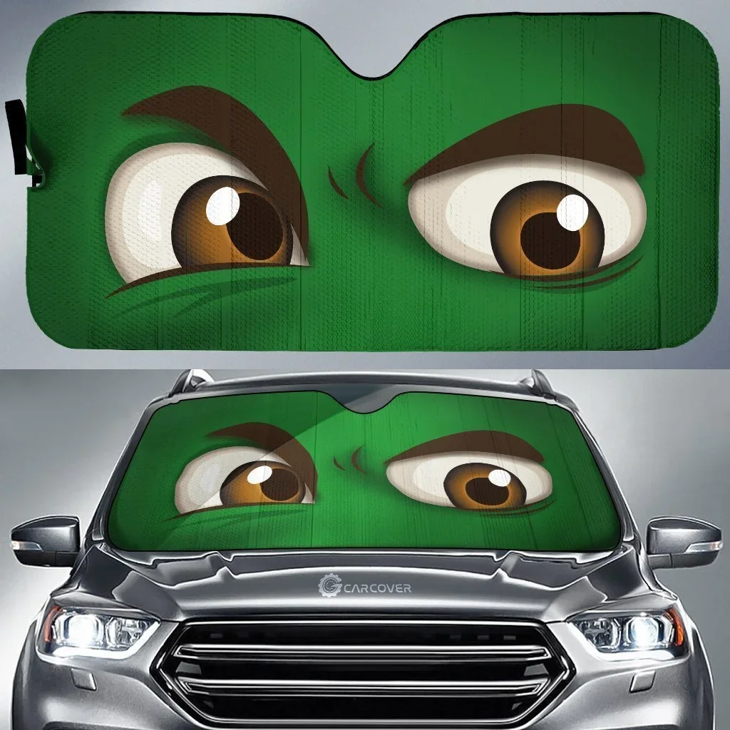 

Funny 3D Green Eyes Print Car Interior Protector Universal Car Windshield Sun Shade for Foldable Heat Reflector Sunshade