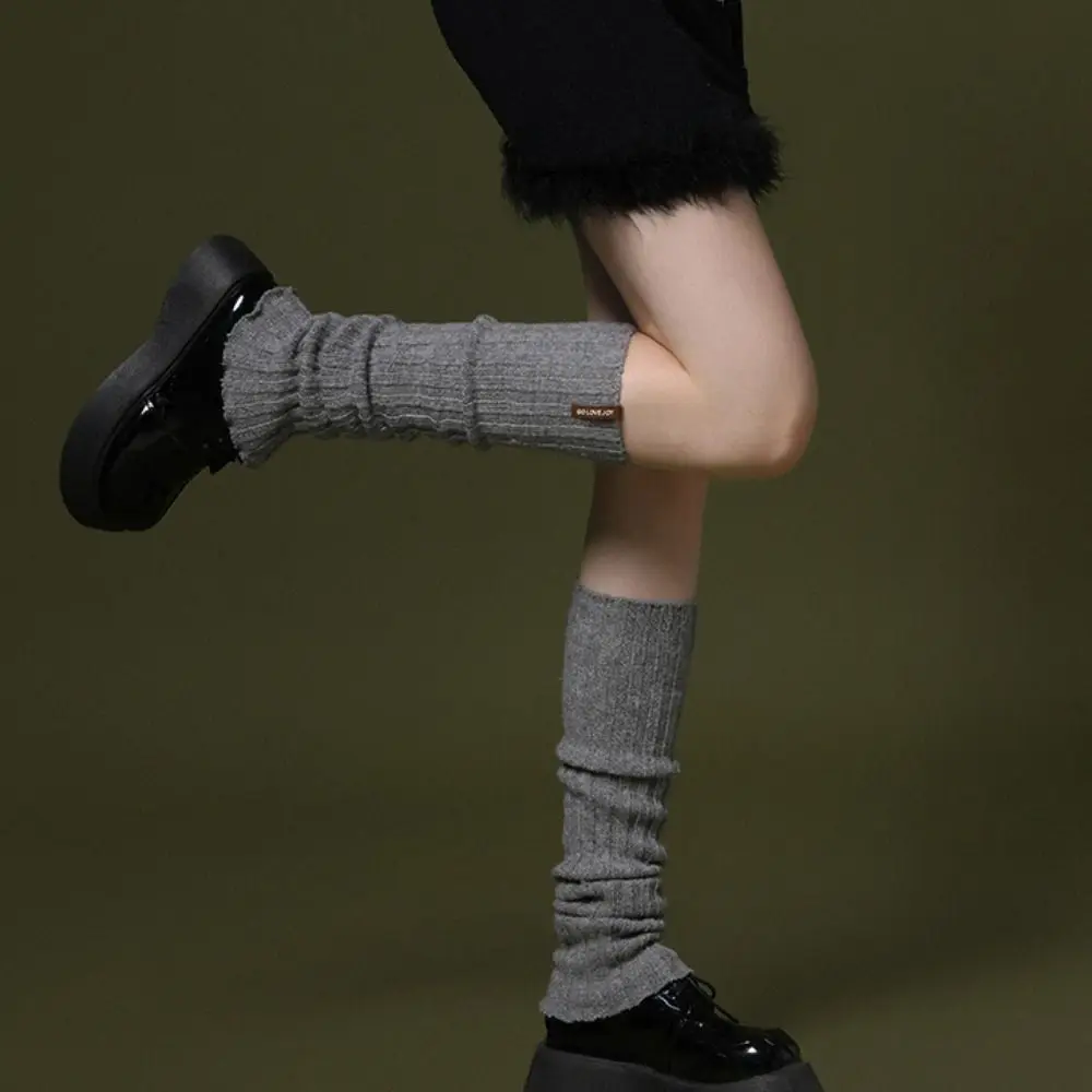 

Japanese Style Jk Leg Warmers Cute Solid Color Harajuku Knitted Leg Cover Woolen Balletcore Leg Socks Stockings