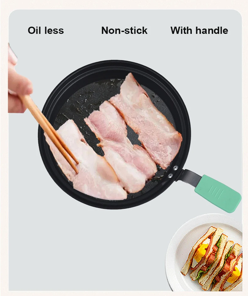 Description Picture 6 of itemElectric Bread Toaster Oven Breakfast Sandwich Grill Breakfast Machine Eggs Poacher Boiler Food Steamer Frying Pan Noodle Cooker