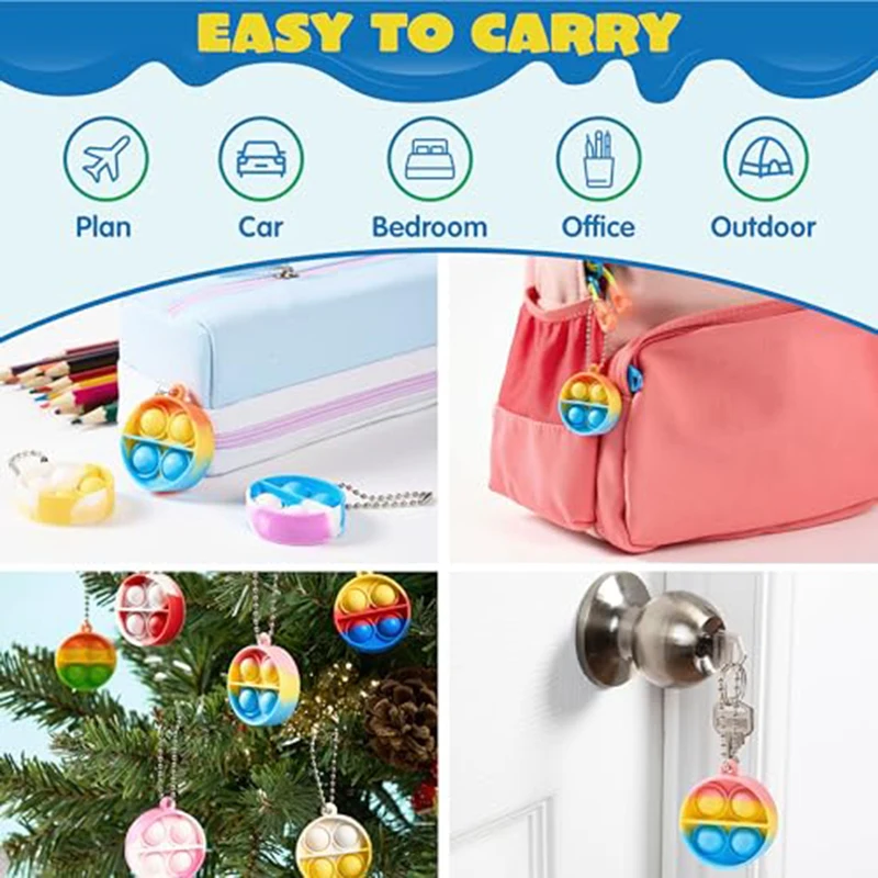 10/30/50PCS Mini Keychain Toddler Sensory Fidget Toys Bulk for Classroom Prizes Kids Birthday Party Favors Goodie Bag Stuffers