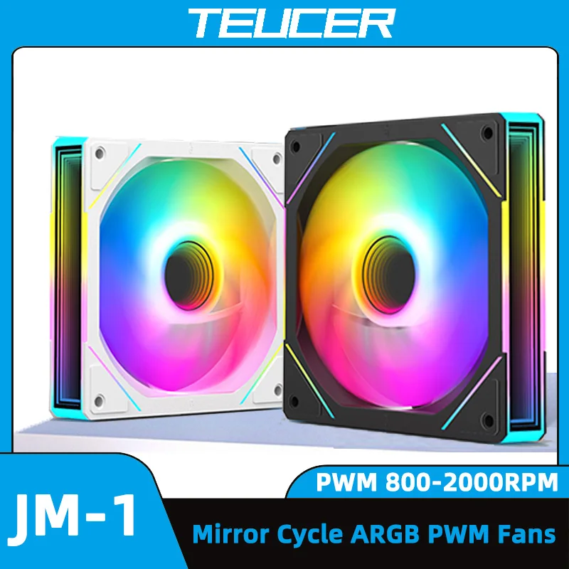 Teucer Jm-1 Pc Case Fan 120Mm Argb Mirror Cycle Light Effect Ventola Di Raffreddamento 4Pin Pwm Telaio A Basso Rumore Raffreddamento Ad Acqua Ventilad