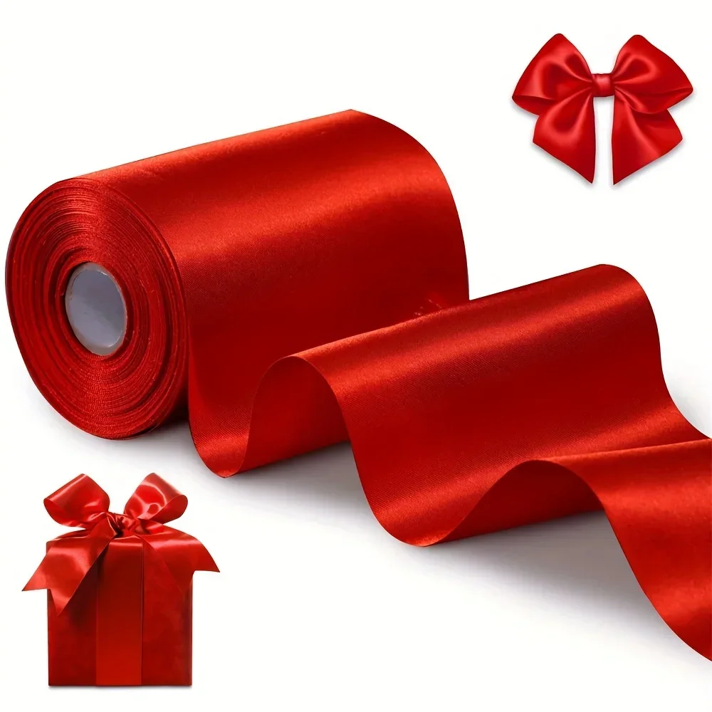1pcs Red Satin Ribbon 4 Inch x 27 yd Wide Thick Ribbon for A Grand Opening Business Cuttings Ceremony Bow Wedding Sashes satin ribbons,satin ribbon