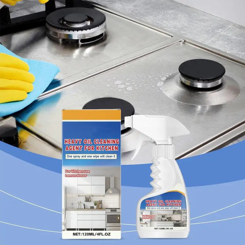 Kitchen Oil Stain Remover Hood Degreaser 120ml Kitchen Grease Cleaner Oil Stains Degreaser Cleaner Spray For Grills Ovens