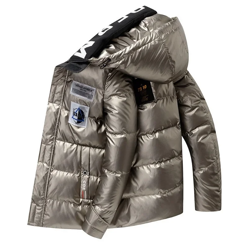 Men Thicken Warm Winter Leather Jacket Casual Parka Outwear Autumn Waterproof Stand Collar Hooded Coat