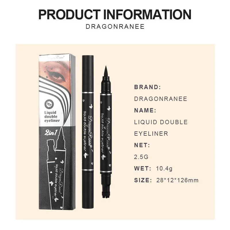 Eyeliner Pen Dragon Ranee Double-Headed Star Seal Waterproof Eyeliner Pen Non-Smudging Beginner-Friendly Heart & Plum Eye Tail Eyeliner Stamp