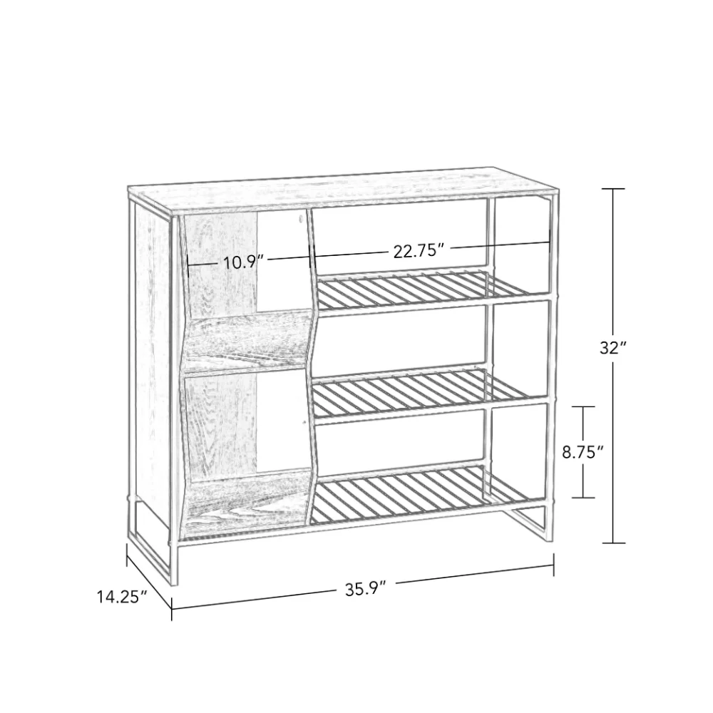 Mind Reader 27.32-in H 3 Tier 9 Pair Black Steel Shoe Rack at