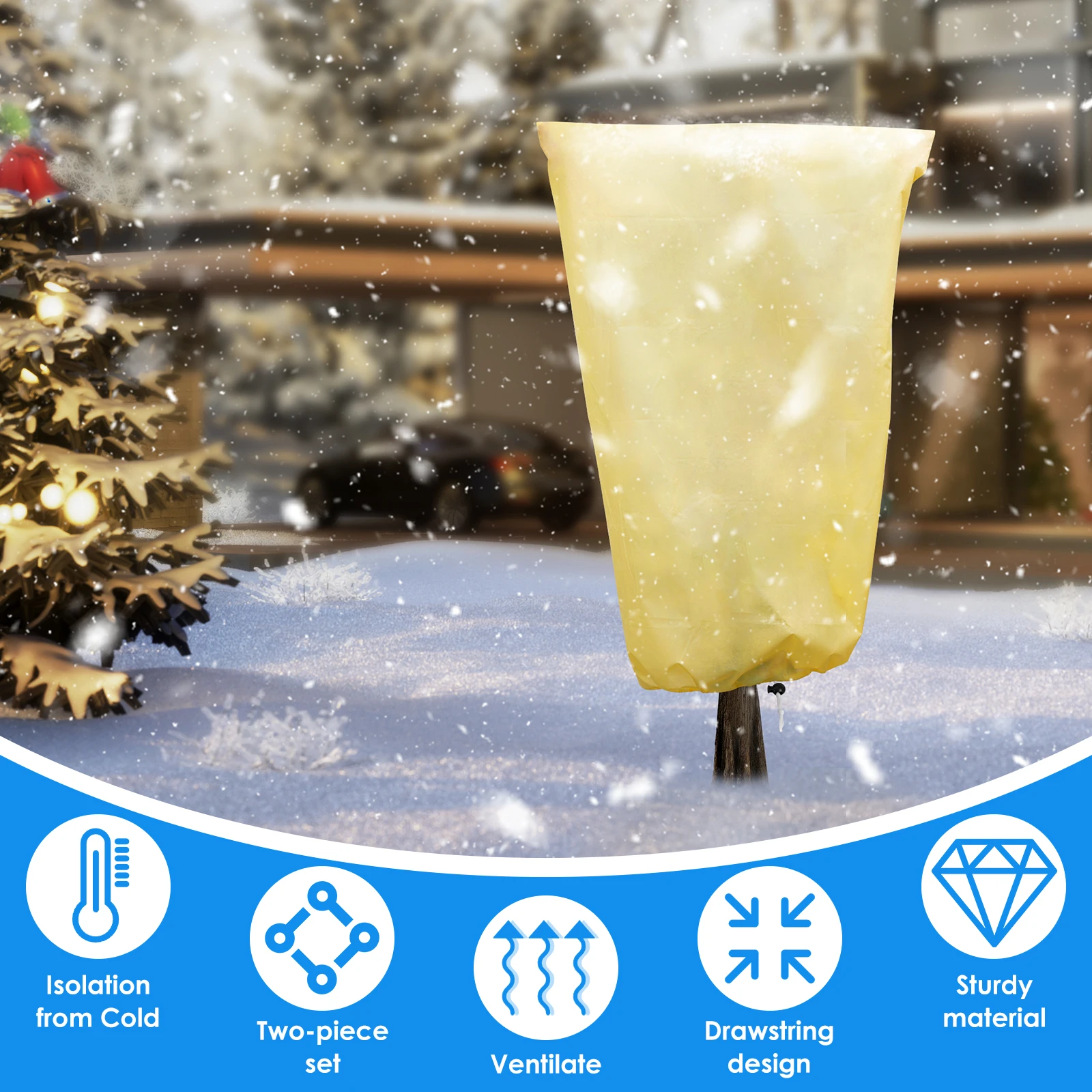 2Pcs Plant Frost Protection Cover Non Woven Winter Warm Cover with Drawstring Tree Shrub Plant Protecting Bag Garden Accessories