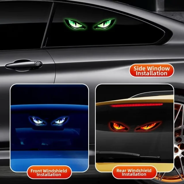 KEVANLY Solar Power Car Demon Eye Light Cool Flashing Warning Light Dynamic Safety Vehicle Signal Lights Universal 3