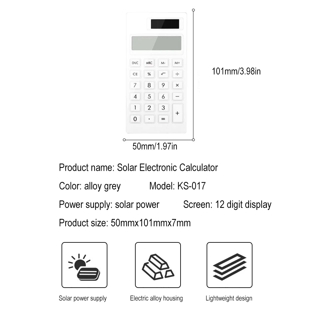 Mini 12 Bit Mute Calculator Student Stationery Ultra Thin Small Solar Calculator School & Office Electronic Creative Calculator