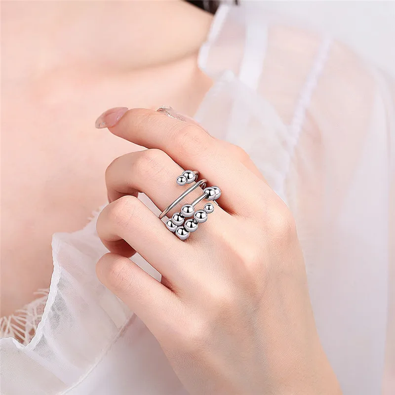 Fidget Spinner Ring Finger Ring Fashion Beads Anxiety Ring Korea Crystal Butterfly Flower Star Moon Ring Anti Stress Jewelry Gift