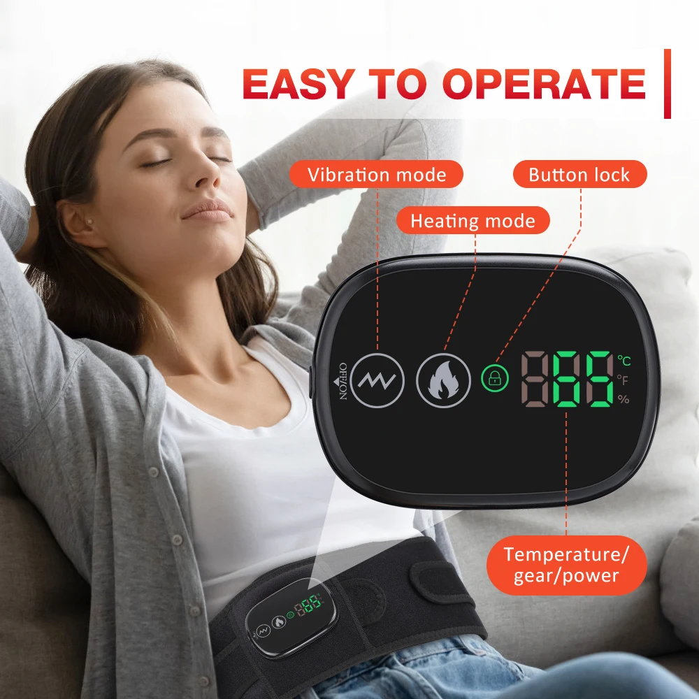 Cordless Vibration Heating Massage Waist Belt Red Light Hot Compress Maasager Re