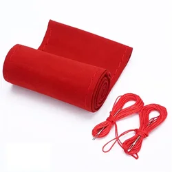Suede Leather Braided Steering Wheel Cover - Premium Anti-Slip Interior Protector (Red)