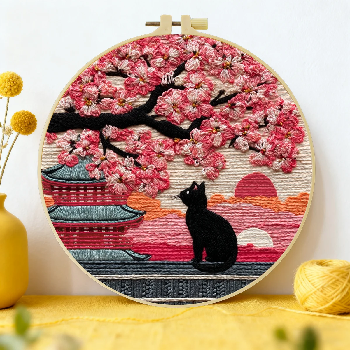 1 Stück 20X20CM/15X15CM 7,87/6,3 Zoll Katzen-Stickerei-Starter-Kit DIY-Kit DIY-Stickerei-Set Handarbeiten Heimdekoration Nadelkunst