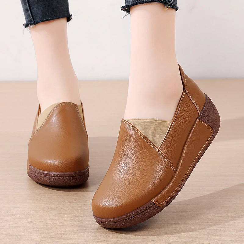 New Product Classic Women Mother Female Leisure Leather Shoes Platform