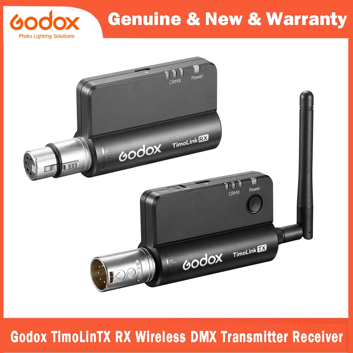 

Godox TimoLinTX TimoLink RX Wireless DMX Transmitter Receiver Kit Built with CRMX Modules for Filmmakers Broadcasters