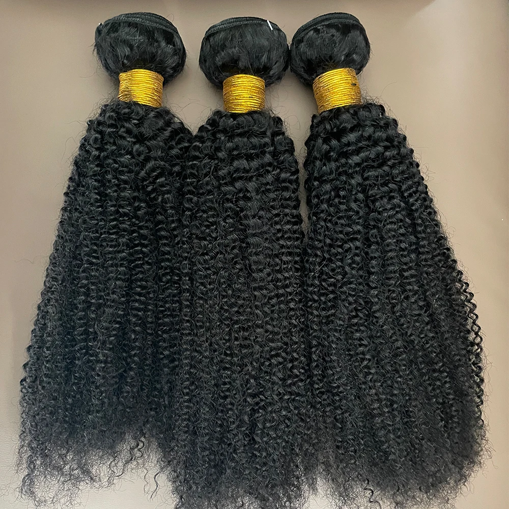 Extension di Capelli Umani Indiani Grezzi Afro Ricci Crespi Neri Naturali Remy Ondulati per Donne, Offerte da 1/3/4 Pezzi - immagine 4