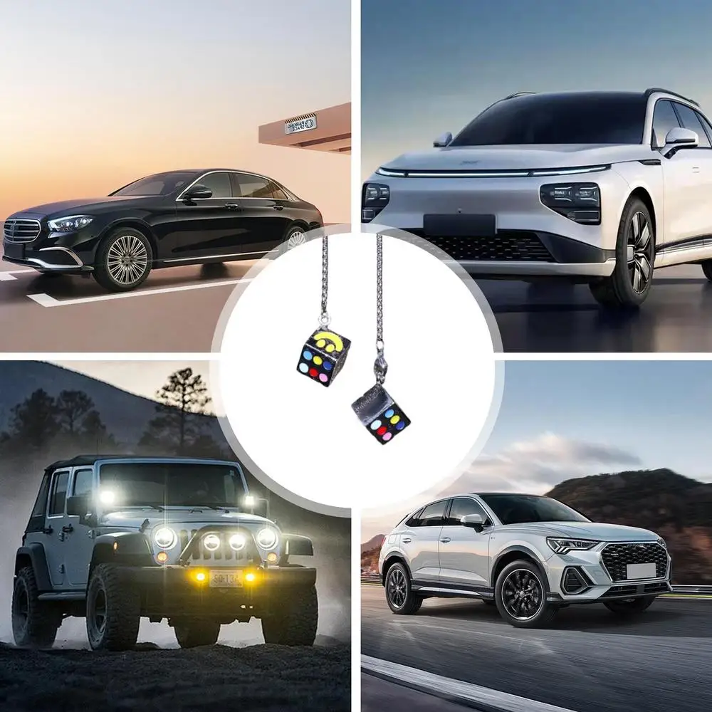 Car Mirror Decor Dice Pendant Hangable Alloy Dice Shape Keychain Pendants Retro Cute Suspending Ornaments Decorative Car