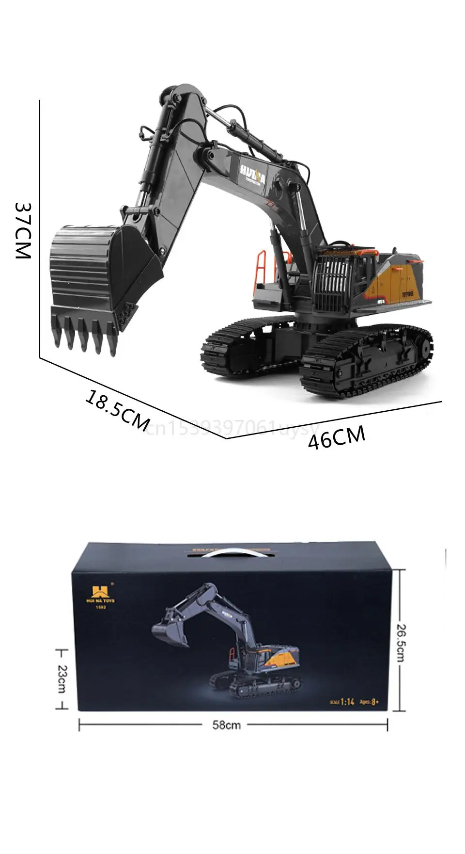 S4658e68866dd4caab536a5f26a54e9f3B Huiner No-1592 1/14 Rc koparka gąsienicowa Alloy 2.4ghz sterowany radiowo samochód 22 kanałowy urządzenie inżynieryjne zabawki dla chłopca prezent urodzinowy