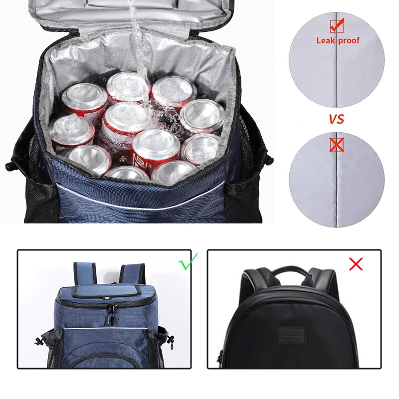 DENUONISS – sac à dos isotherme 33l, souple, grande capacité 36 canettes, sac isotherme de voyage, plage, bière, sac de conservation des aliments étanche