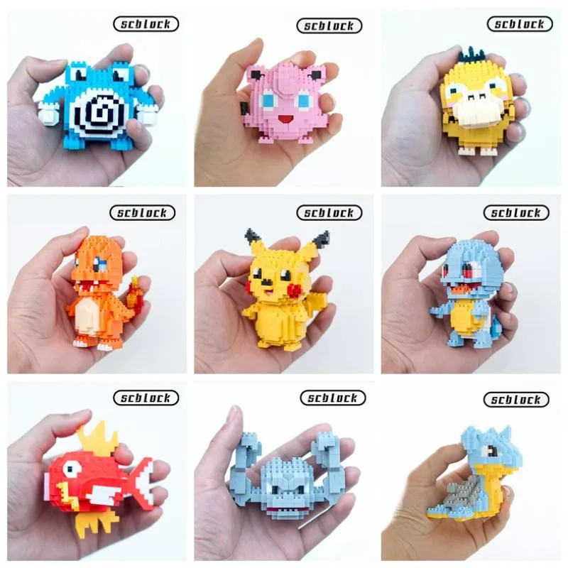 

New Pikachu Squirtle Charmander Ash Ketchum Mewtwo Dragonite Arceus Mew Pokemon Set Building Blocks Mini Action Figure Toys