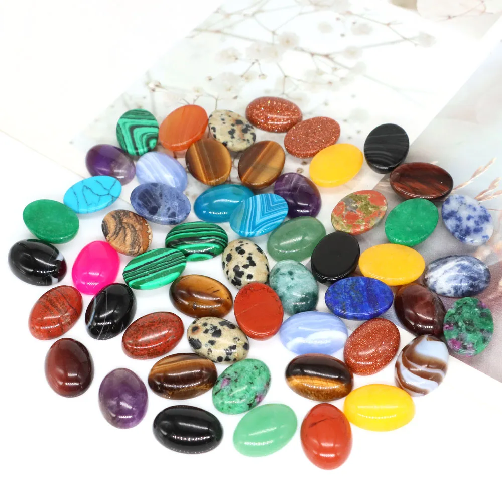 주얼리 제작용 타원형 카보숑 원석 비즈, 천연 크리스탈 스톤, 플랫백 캡 카메오 DIY 링 펜던트 목걸이, 5 개/로트