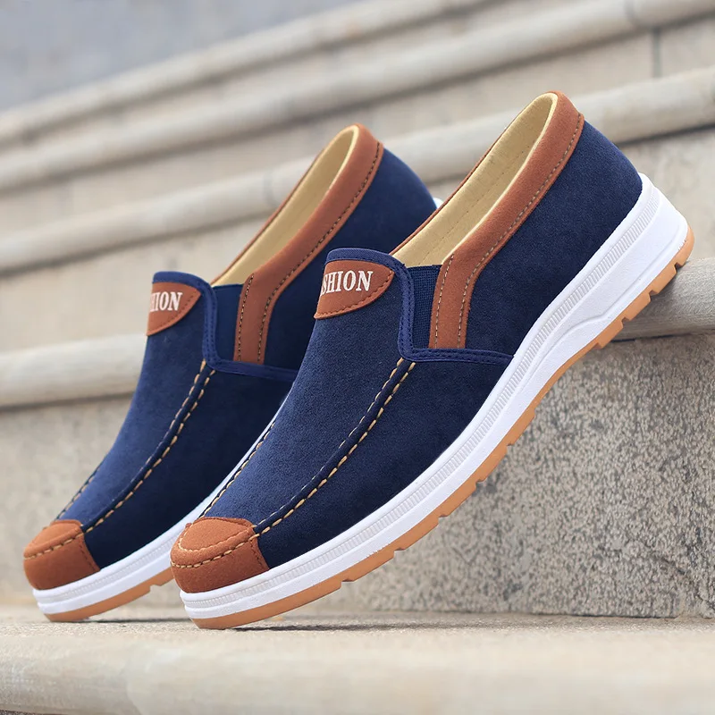 Men Casual Canvas Shoes Soft Slip on Loafers Old BeiJing Breathable Flats Moccasin Lightweight Cloth Shoes Black Men Sneakers