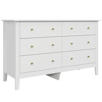 Getone Chest of Drawers Bedroom, Tall Chest of Drawers with 6 Drawers, Bedroom Furniture Dresser Storage Cupboard Cabinet  Bedroom Dresser, for Dining Room Living Room Hallway 133x45x79.5 cm Wooden