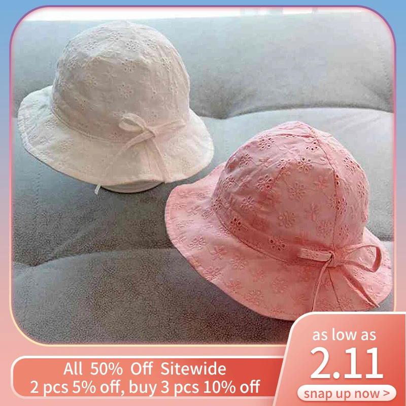 Cappello da sole in cotone per neonata Cappello da sole estivo da spiaggia all'aperto Cappello da secchiello morbido e traspirante per bambini Cappellino Panama Princess Flower_voghion.com