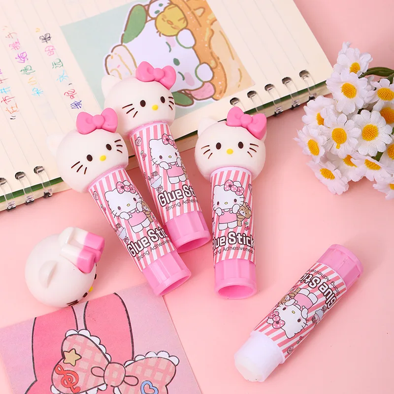 16pcs Sanrio 헬로 키티 솔리드 접착제 스틱 멜로디 Kuromi 학생 빠른 건조 접착제 스틱 학생 학교 용품 사무용품
