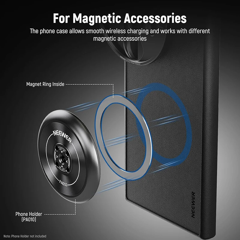 NEEWER S25 Ultra Case Protective Faux Leather Phone Case 17mm Lens Mounts 67mm Filter Adapter for Video Recording