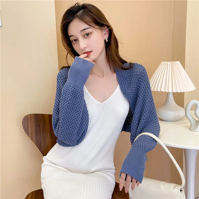 

Linbaiway Summer Women Long Sleeve Fake Collars Shawl for Women Knitted Wrap Shawl False Collar Blouse Detachable Collars
