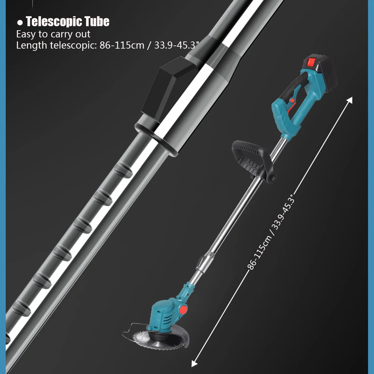 1800W Cordless Handheld Electric Lawn Mower Grass Trimmer Adjustable Garden Pruning Cutting with 2 Lithium Battery 8 Accessories - Image 5