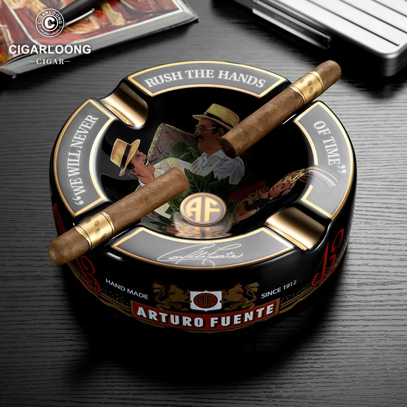 Ceramic Cigar Ashtray with 4 Slots Ash Tray Luxury Round Creative Home Decoration Smoking Accessories for Smoker's Gift CG-24I1 cigarettes ashtray,ceramic ashtray