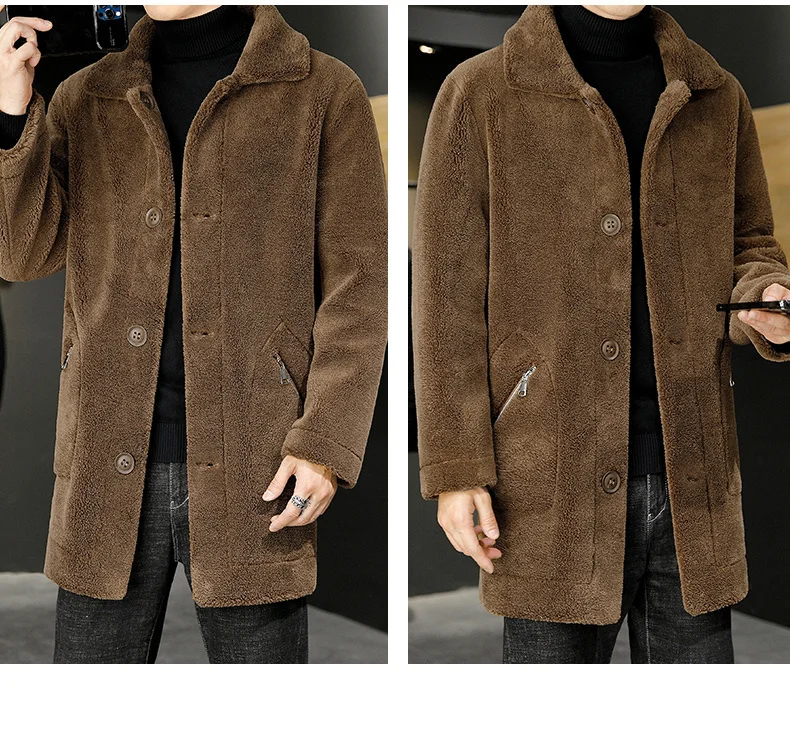 S465970e7ce824b8a9ebf8ca1b862863dV Double -sided Wear Winter Jacket Men Granular Velvet Splicing Slim Abrigo Largo Hombre Solid Color Coat Long Warm Jacket Mallzona