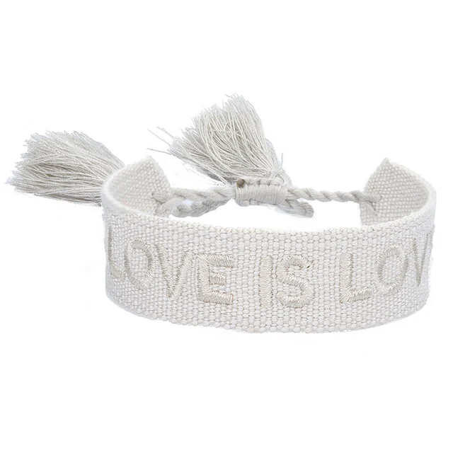 Boho tissé broderie amour poignet tricoté Bracelets d'enveloppement corde à la main tissage tressé glands ethnique femmes hommes bijoux