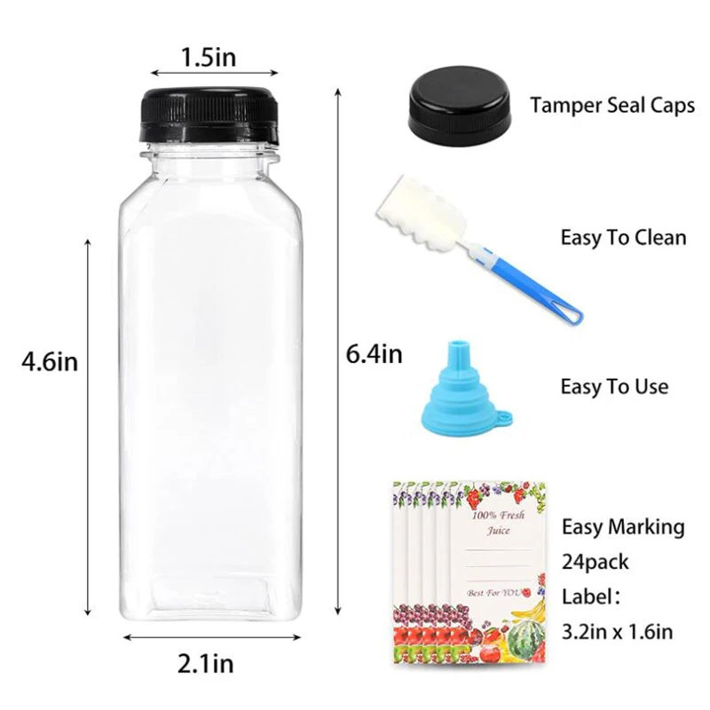 36pcs 12oz Reusable Water Bottles Clear Bulk Drink Containers for Juicing  Smoothie Drinking and Other Beverages - AliExpress