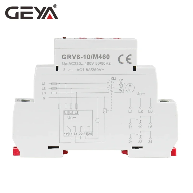 GEYA GRV8-10 NEW 36mm Width 3 Phase Voltage Monitoring Relay with Reset Time 0.1s-10s Relay Control Voltage 220V