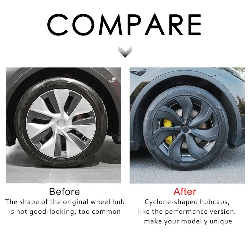 Wheel Hub Covers Caps 4PCS Hub Cap Performance Replacement Wheel Cap Automobile Hubcap Full Rim Cover Accessories For Tesla Model Y 19 Inch
