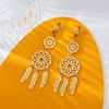 EILIECK 316L Stainless Steel Feather Dream Catcher Dangle Earrings For Women 2024 New Fashion Ear Drop Waterproof Jewelry Gift 5