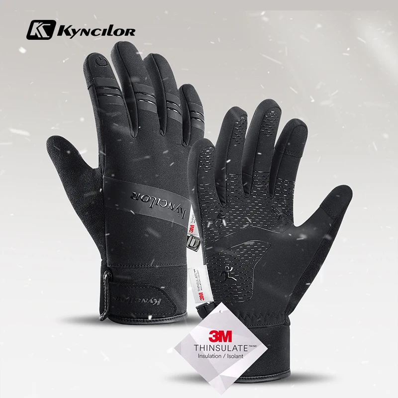 Kyncilor Cycling Gloves Winter Touch Screen Motorcycle Gloves Outdoor Scooter Windproof Riding Ski Gloves Warm Bike Gloves