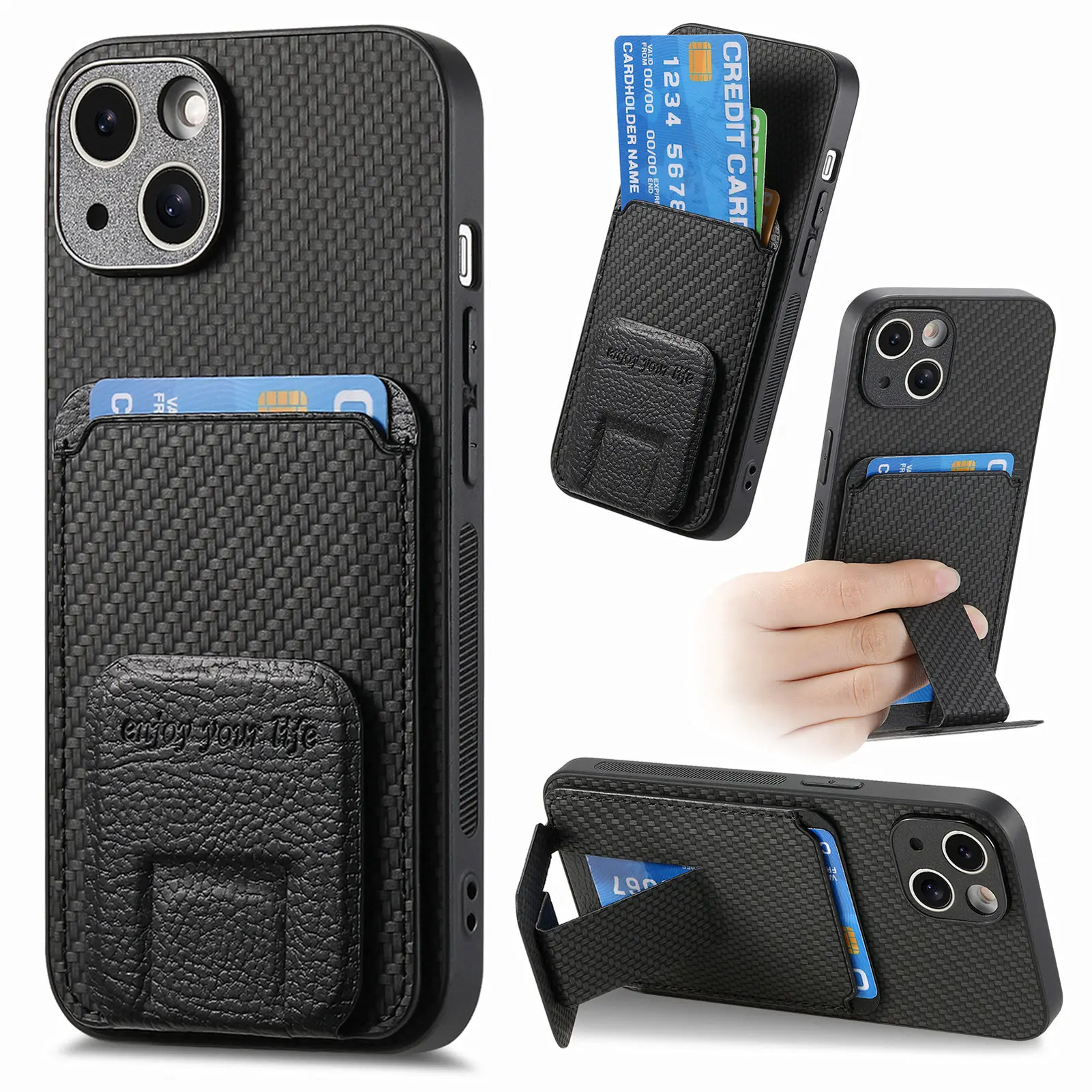 Shockproof Wallet Case For IPhone 14, 13, 12 Series - Card Holder Cover With Luxury Finish
